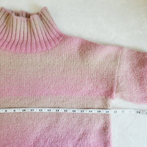 Maje | Megevy Turtleneck Wool Blend Sweater In Ombre Pink Stripe - Picture 3 of 11